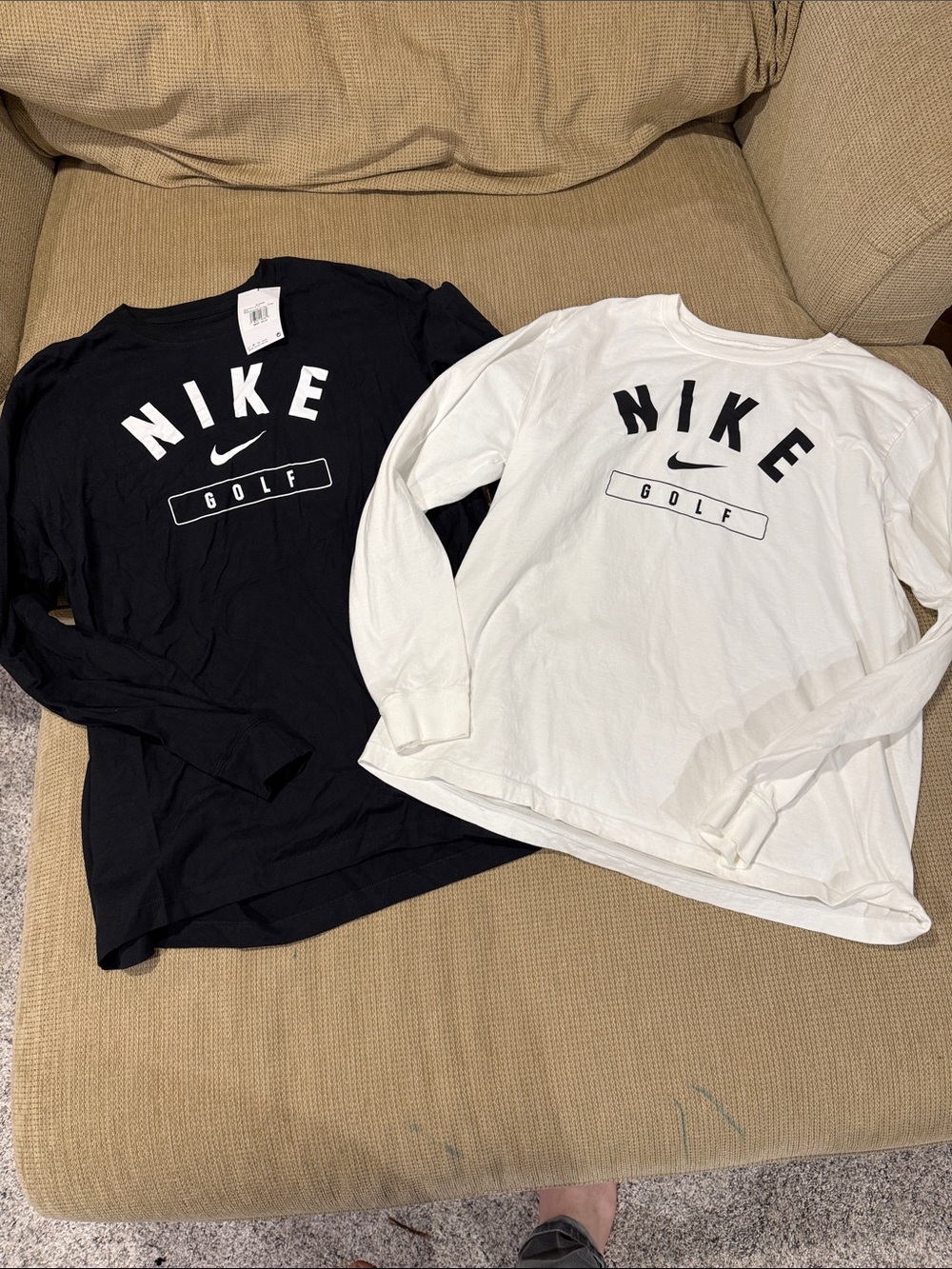 Nike Long Sleeve Golf Tee - Black & White